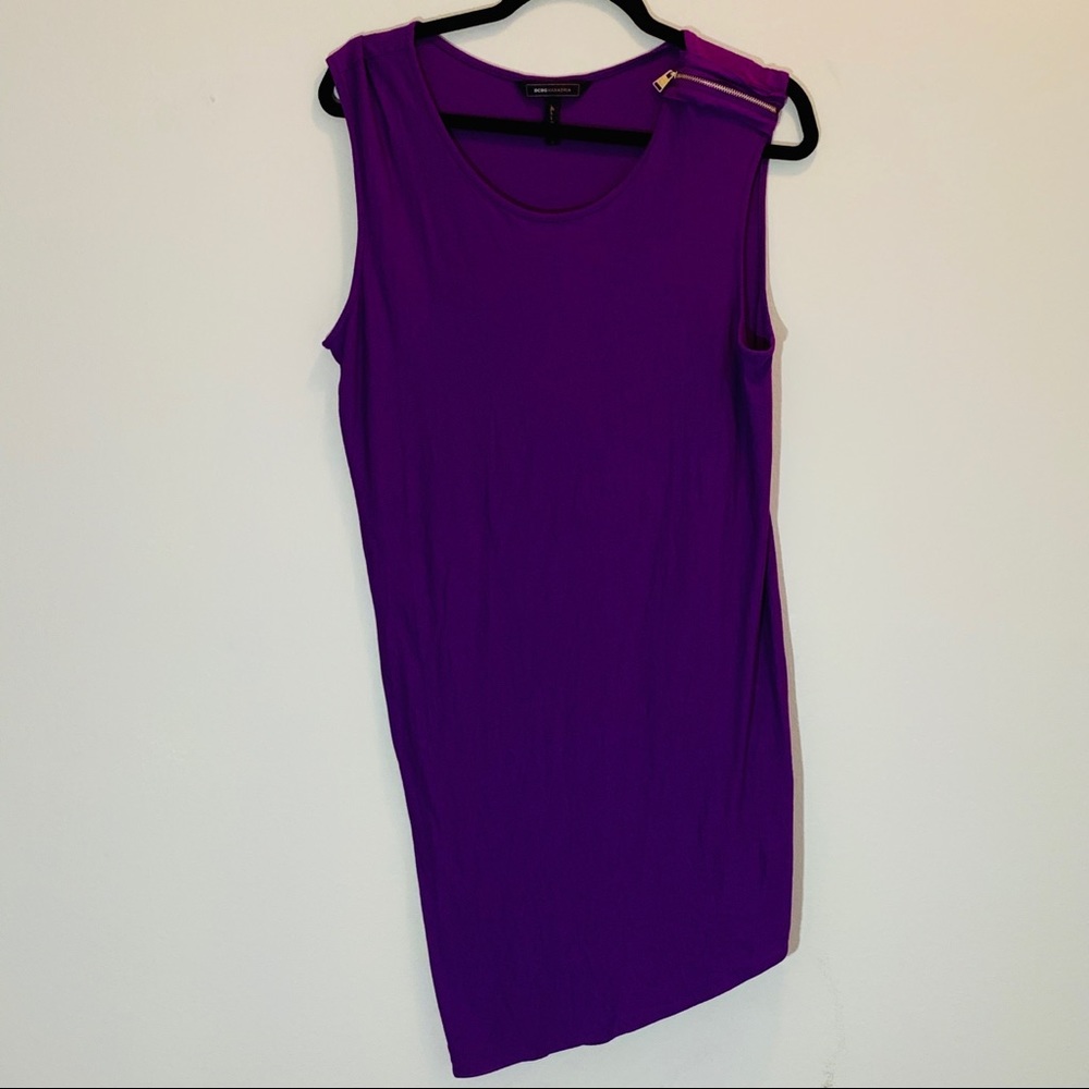 Asymmetrical Hem Zipper Accent Purple Tunic